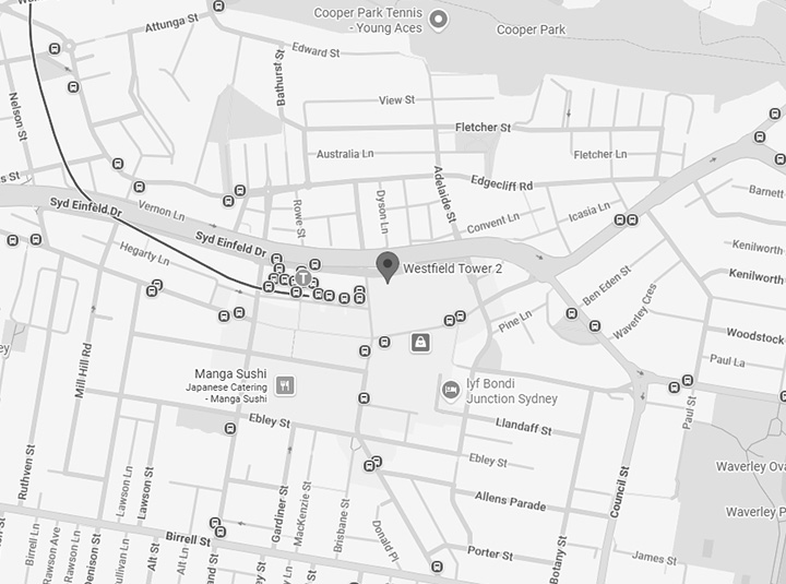Map showing Dr I Ferne Tan clinic location in Bondi Junction, Sydney