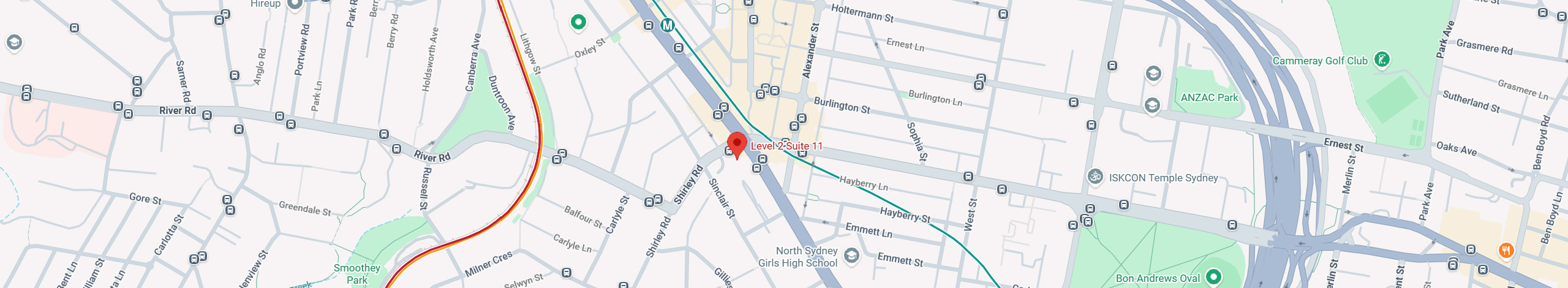Map showing Dr I Ferne Tan clinic location in Crows Nest, Sydney
